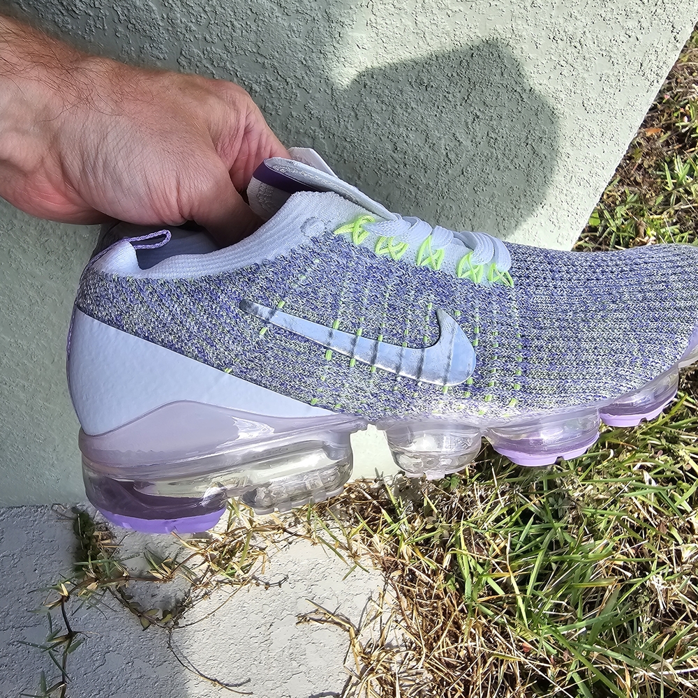 Nike Men’s VaporMax Athletic Shoes White Purple Lime